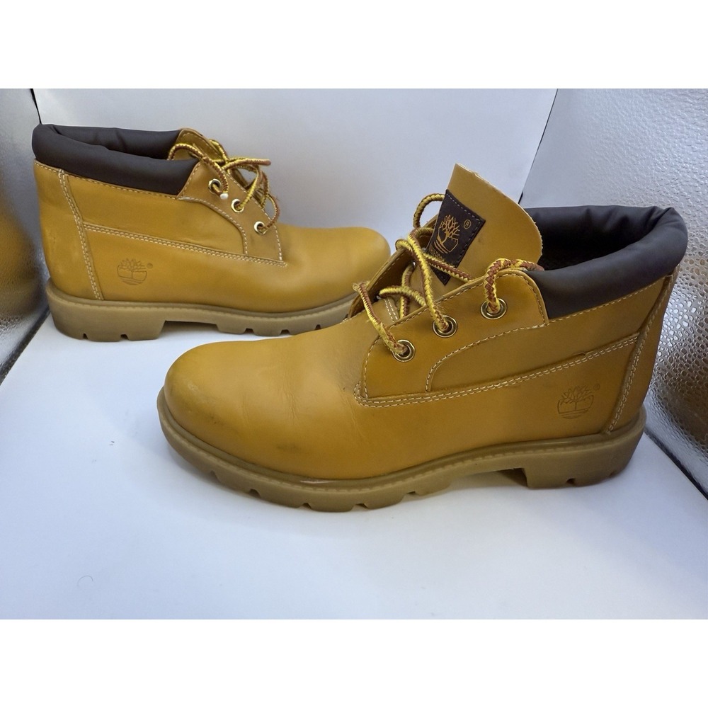 Timberland Style Yellow Leather Work Boots Men's US 5.5M Waterproof